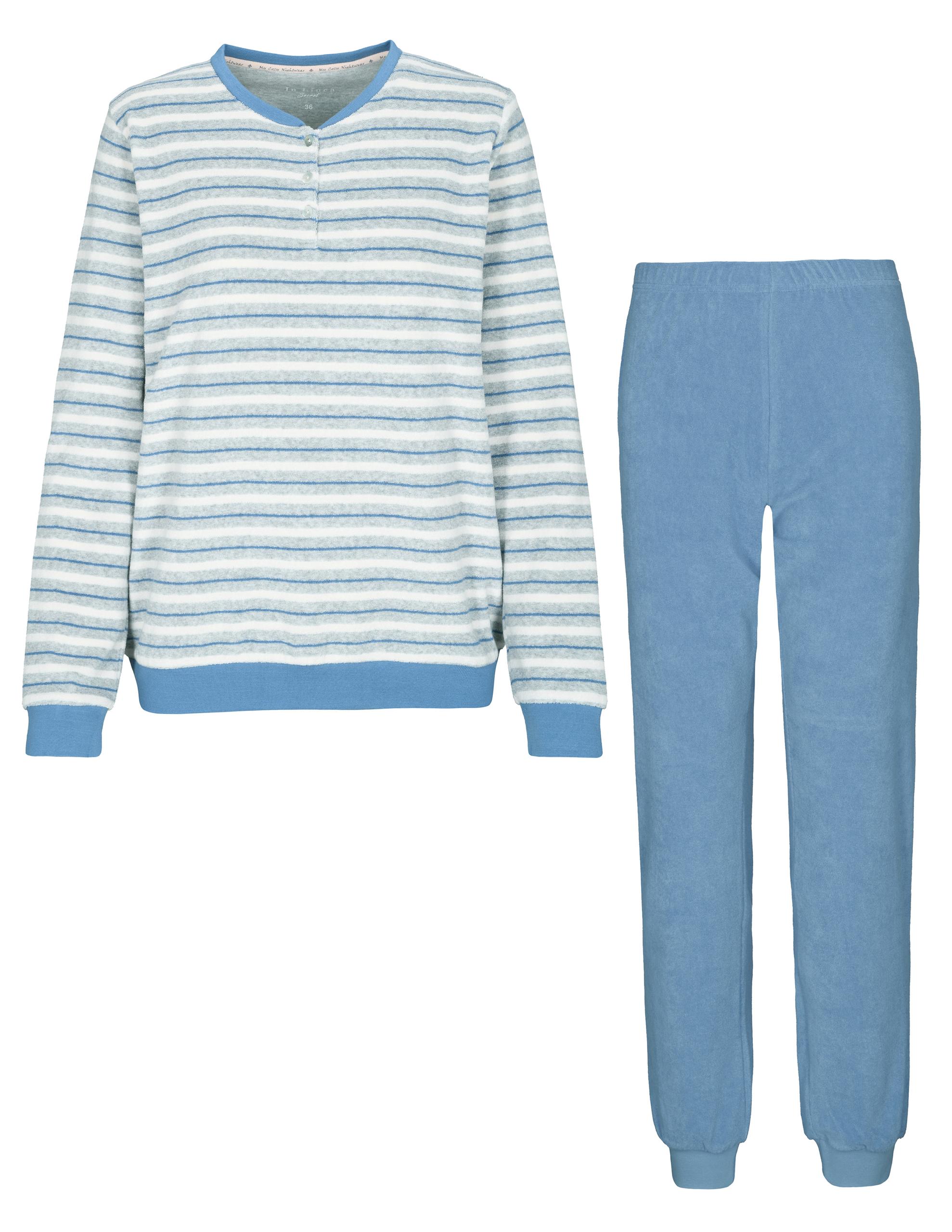 Da.-Pyjama Frottee 44 - Jeans Stripe