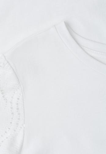 T-Shirt mit Rundhals und Spitzenärmeln 38 - Off White