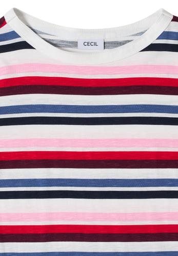 Kurzarm Shirt mit Multicolor Streifen L - Universal Blue