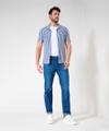 Style Cadiz 33/32 Five-Pocket-Jeans, Aufgesetzte Gesäßtaschen, Einschubtaschen vorn, Verdeckter Reißverschluss, Gerader Schnitt, Normale Leibhöhe, Straight Fit, Normale Fußweite - Regular Blue Used