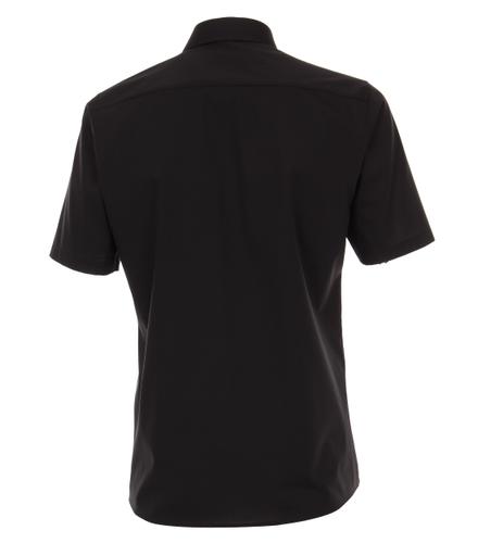 Popeline Hemd Halbarm uni 008530 40 Modern Fit - Schwarz