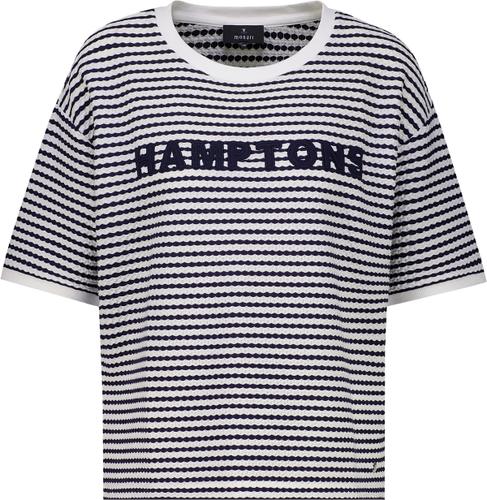T-Shirt mit Struktur und Schriftzug 36 - Marine Ringel