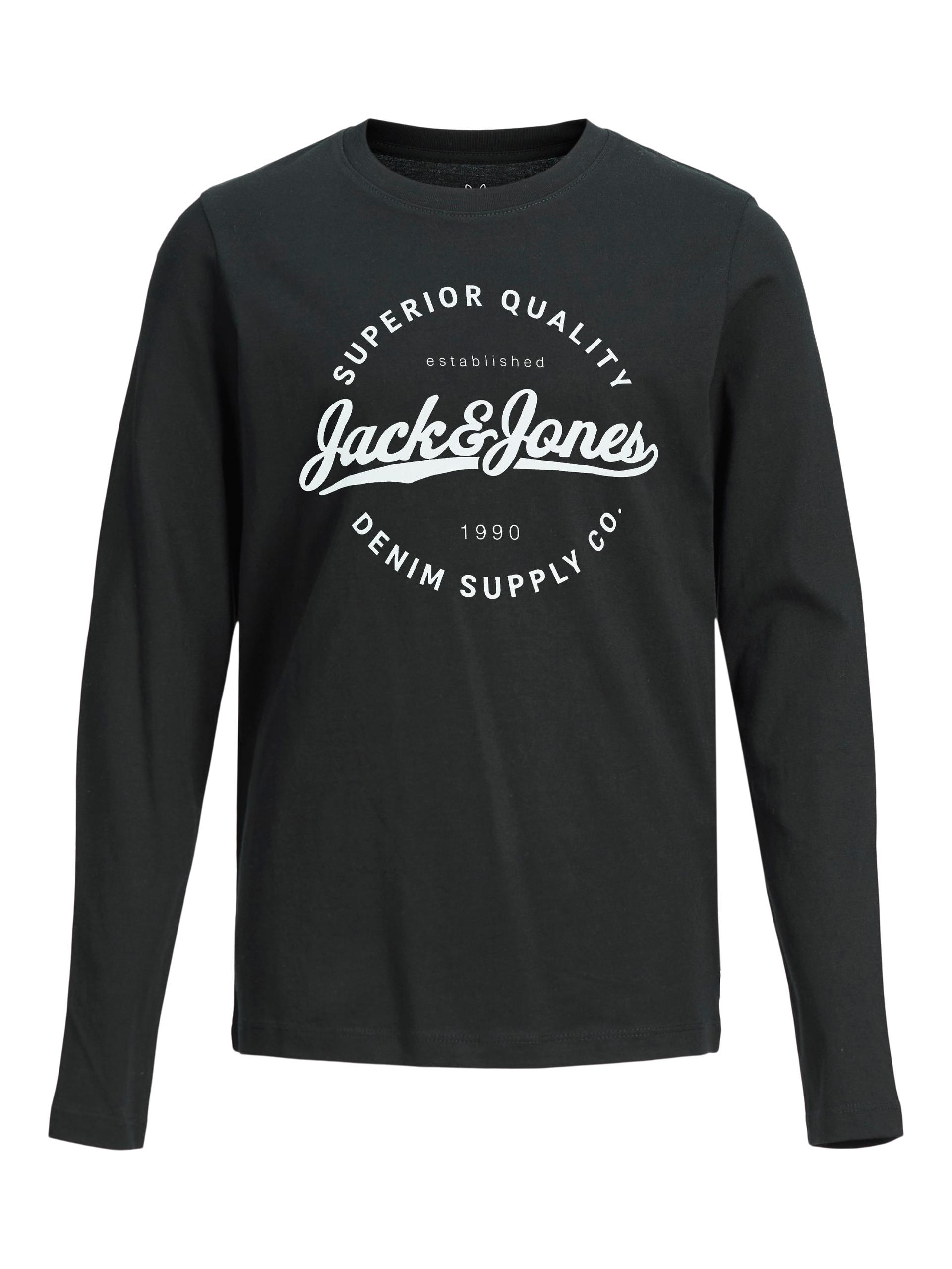 JJSTANLI TEE LS CREW NECK JNR 152 Normal geschnitten - Black