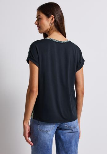 V-Neck Shirt mit Snake Print 40 - Arona Blue