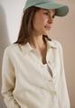 Langarm Bluse mit Hemdkragen aus Leinen XL - Macadamia Beige