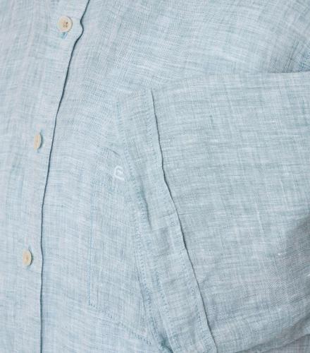 Leinenhemd 3XL Casual Fit Short - Aqua Bis Petrol