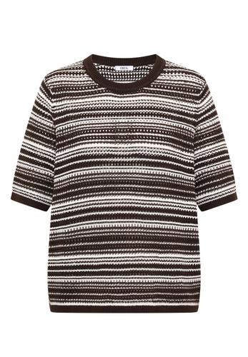 Kurzarm Pullover mit Rundhals und Streifen