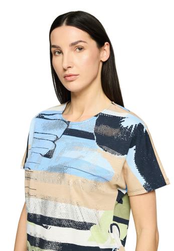 Oversize-Shirt 38 Gerade - Blau/Beige