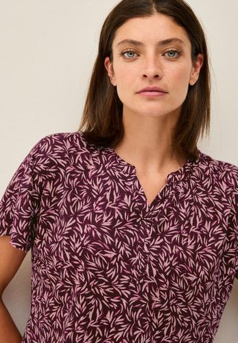 Shirt mit Minimal Print S - Mulberry Red