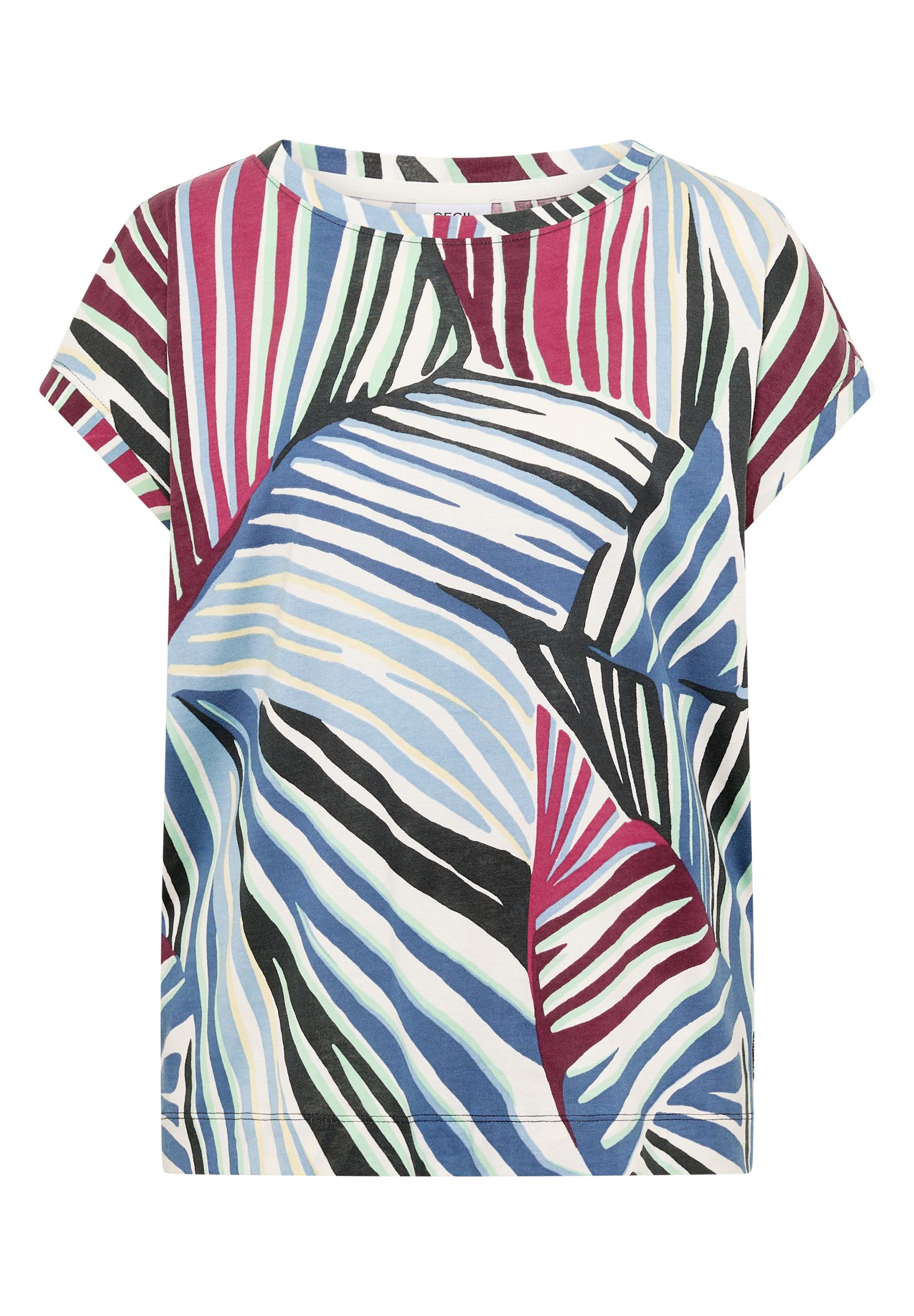 T-Shirt mit Boatneck und Grafikprint XXL - Palm Breeze Green