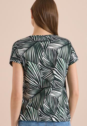 T-Shirt mit V-Neck und Spitzendetail L - Palm Breeze Green