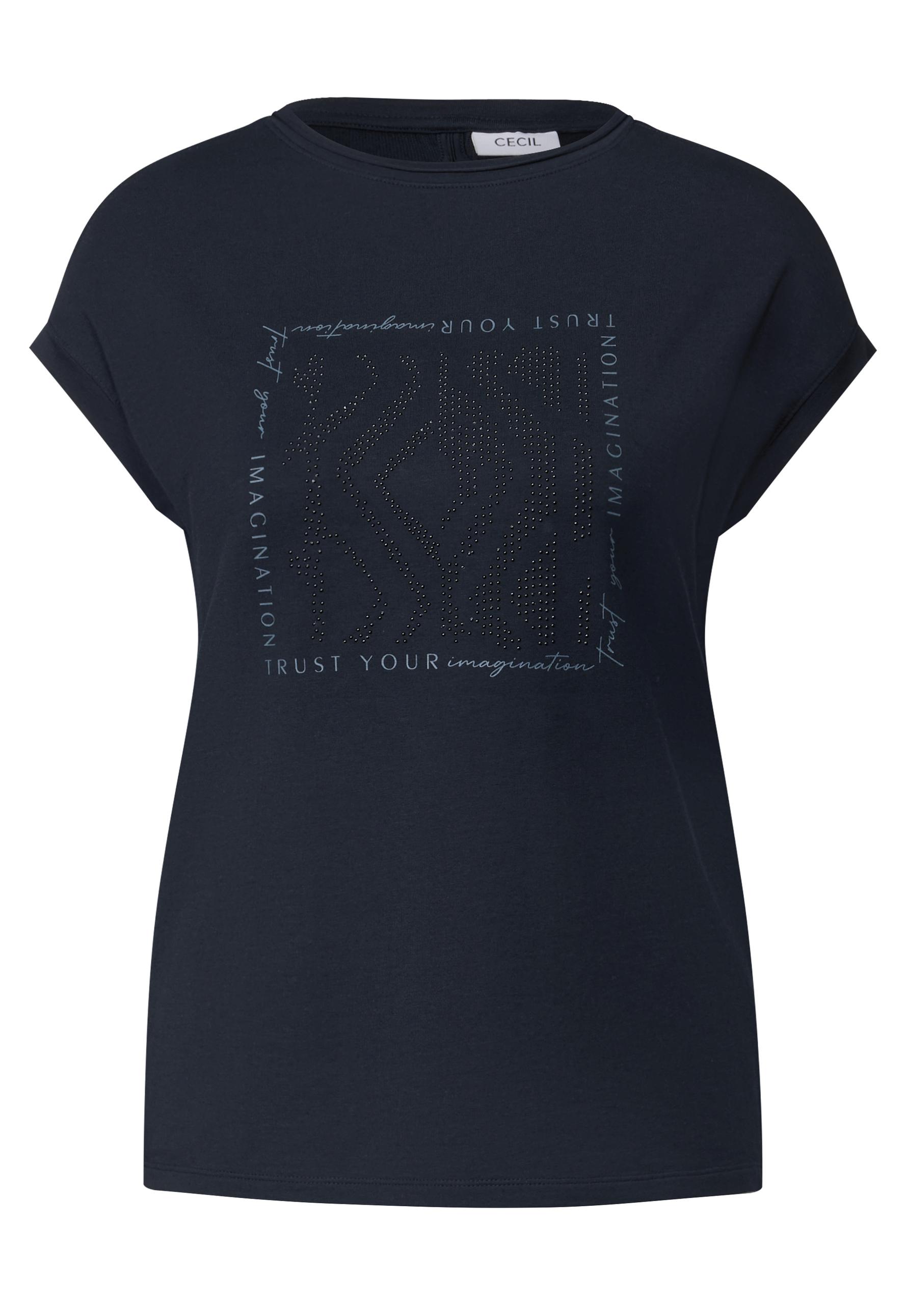 Shirt mit Glitzer-Print S - Universal Blue