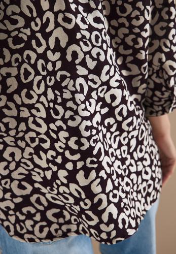 Bluse mit Leo-Muster aus Leinenmix S - Rich Burgundy