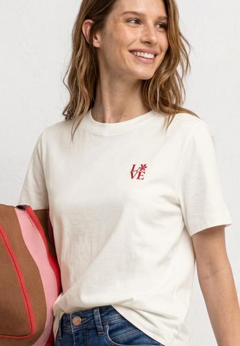 T-Shirt mit Rundhals und Printdetail 40 - Off White