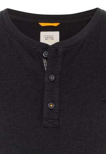 Kurzarm Henleyshirt aus reiner Baumwolle Grau M