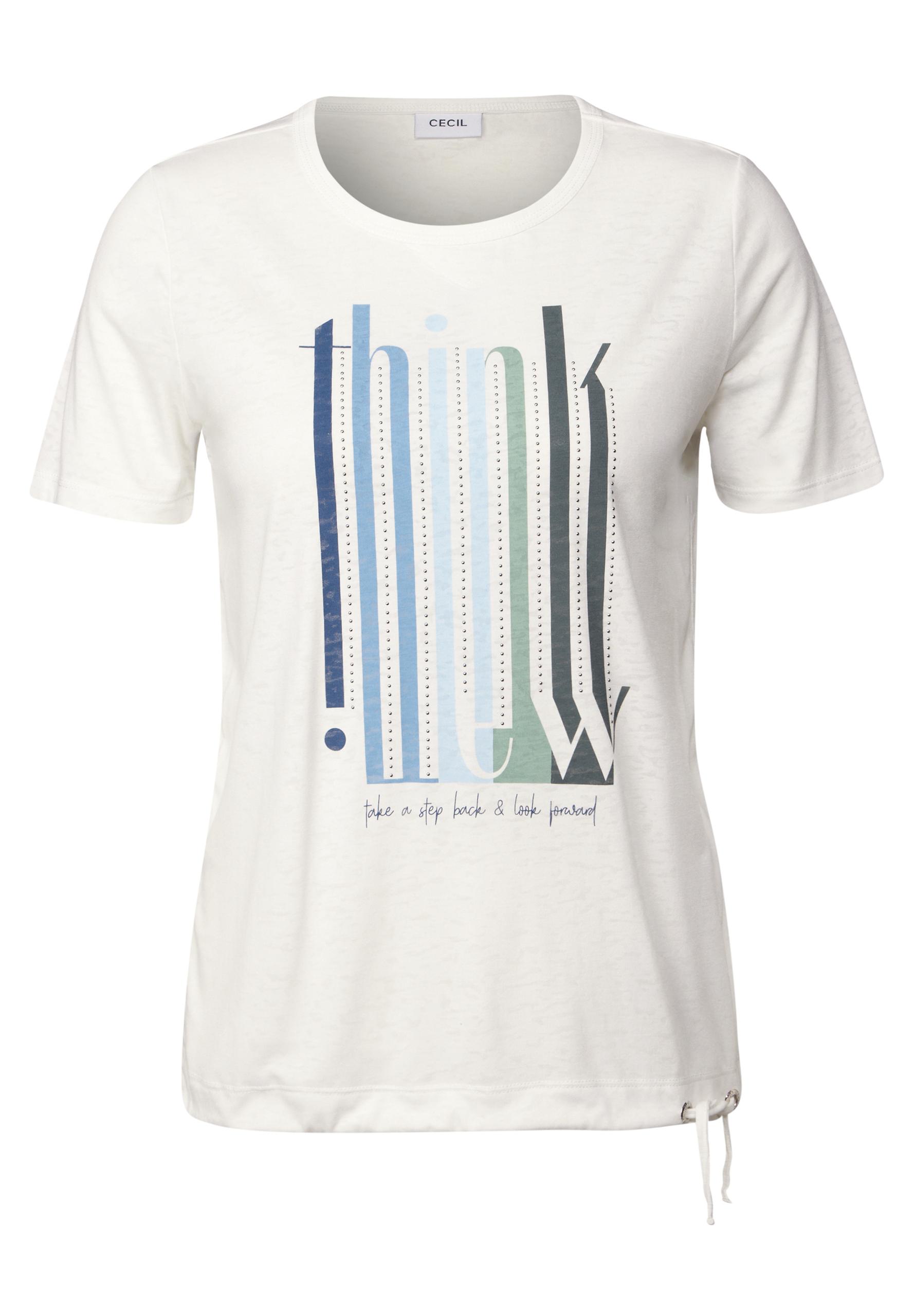 Ausbrenner-Shirt mit Wording S - Vanilla White
