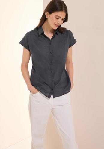 Hemdbluse in Unifarbe S - Volcanic Grey