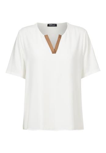 Shirt SALTED TANGERINE mit Kontrastbesatz 42 - Ecru