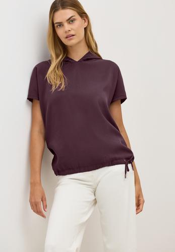 Materialmix Kapuzenshirt S - Mulberry Red