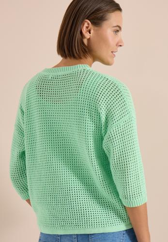 Kurzarm Pullover im Crochet-Look L - Juicy Lime