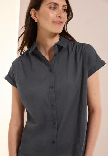 Hemdbluse in Unifarbe S - Volcanic Grey