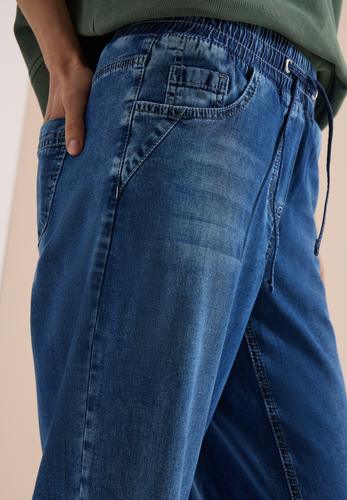 High Waist Wide Leg Jeans im Loose Fit XXL/30 - Mid Blue Used Wash