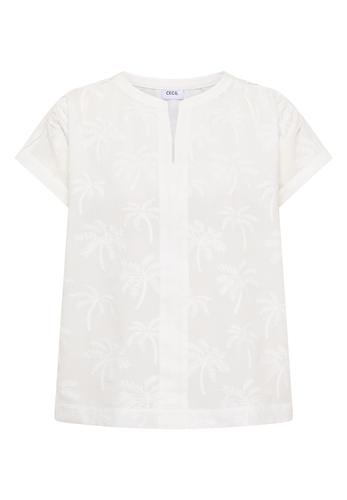Dropped Shoulder Bluse mit Embroidery L - Vanilla White
