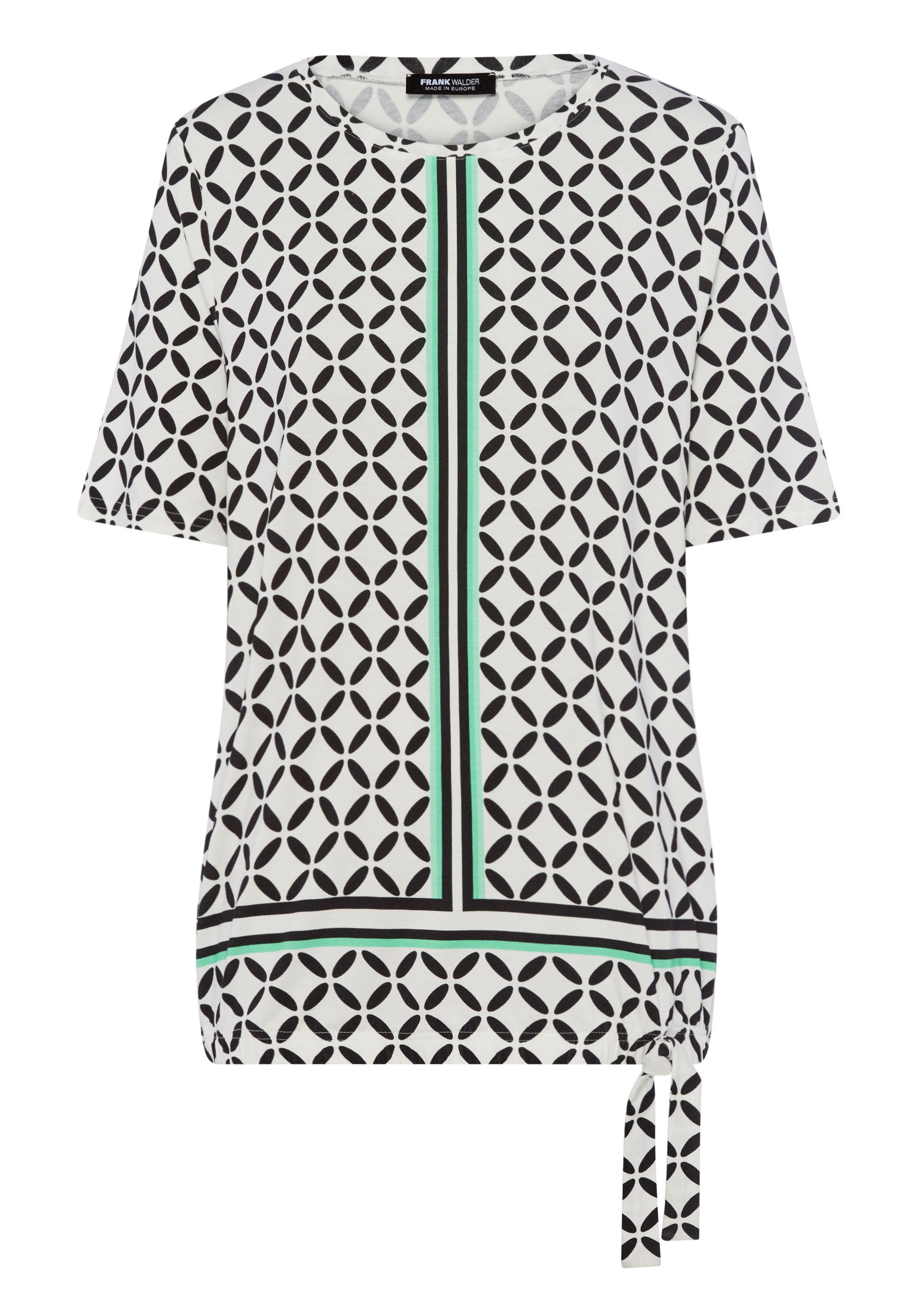 T-Shirt NOS mit Bindebanddetail 40 - Paradise Green/ecru/schwarz
