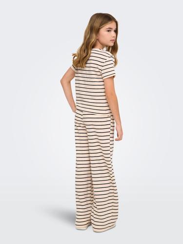 KOGJANA STRIPED WIDE PANT JRS 134/140 Weiter Beinschnitt - Tofu