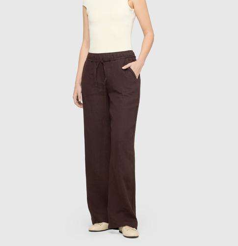 MAC JEANS - CHIARA BELT, Pure linen 42/30 Wide Fit - Braun