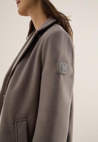 Woll-Optik Revers-Mantel M - Mushroom Taupe