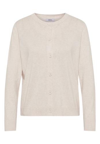 Strickjacke mit Knopfleiste L - Oat Milk Beige Melange