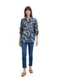 Hemdbluse 38 Figurumspielend - Blau/camel
