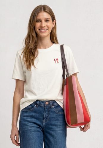 T-Shirt mit Rundhals und Printdetail 42 - Off White