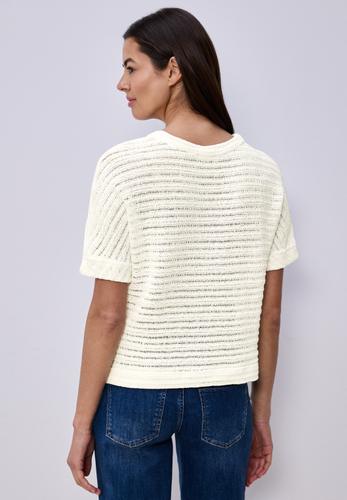 T-Shirt mit Rundhals und Struktur 40 - Off White