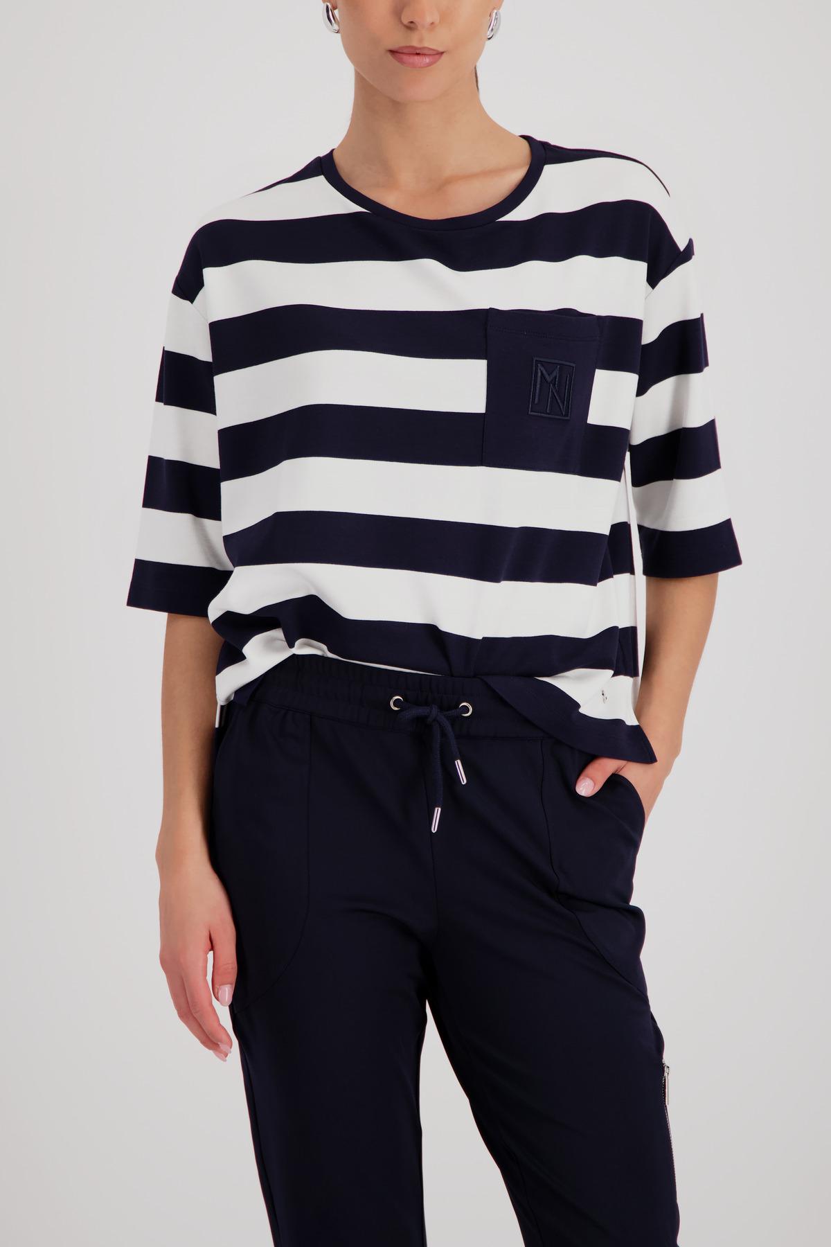 Sweatshirt mit Brusttasche 38 - Marine Ringel
