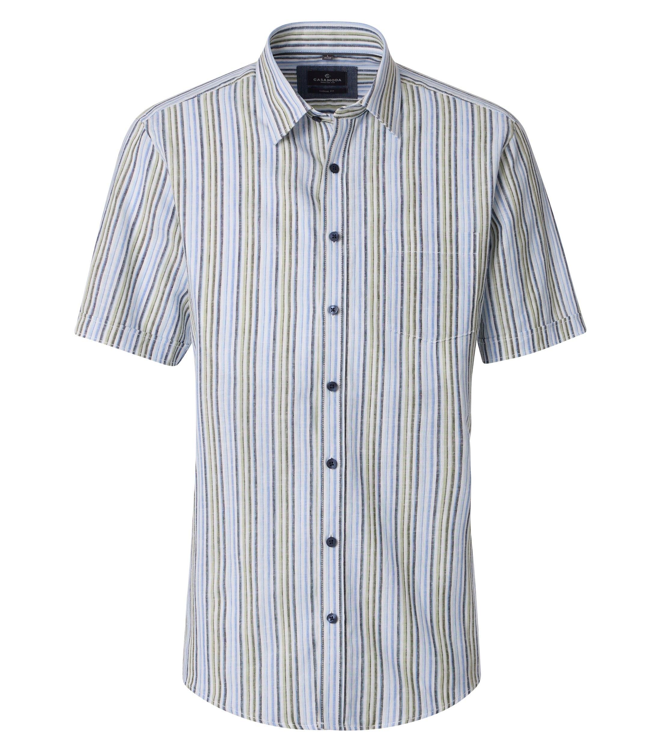 Leinenhemd Kurzarm M Comfort Fit - Blau
