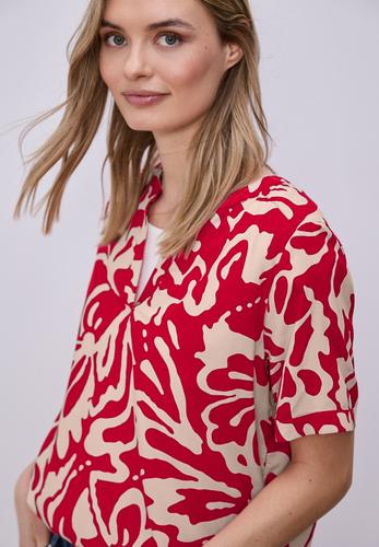 Kurzarm Bluse mit floralem Muster 38 - Salsa Red