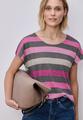 T-Shirt mit gerundetem V-Neck und Streifen