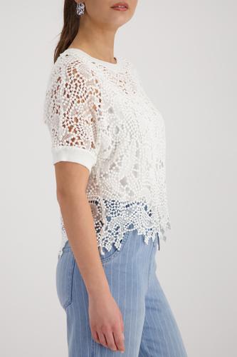 Pullover mit Spitzenmuster 36 - Cream
