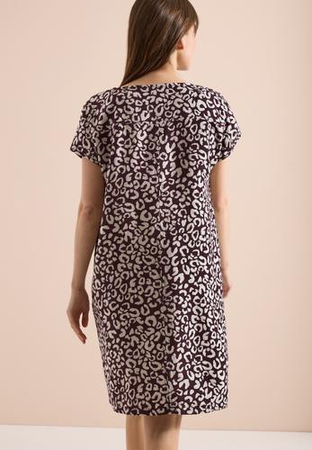 Knielanges Kleid aus Leinenmix mit Print