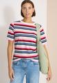 Kurzarm Shirt mit Multicolor Streifen L - Universal Blue