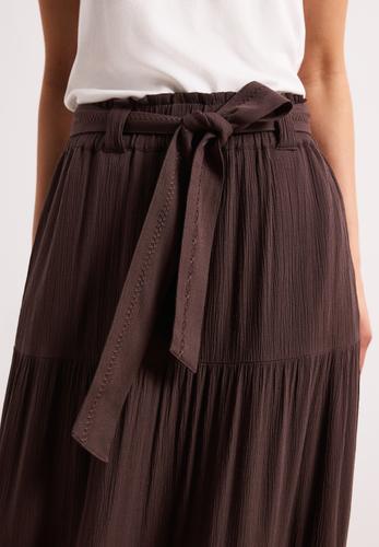 Maxi-Rock mit Volants und Gürteldetail 38 - Espresso Brown