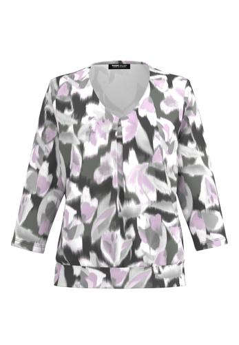 Blusenshirt NOS mit Faltendetail im Vorderteil 42 - Soft Purple/anthrazit/ecru