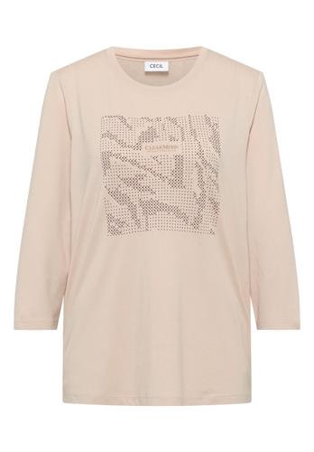Shirt mit Schmucksteinen L - Oat Milk Beige