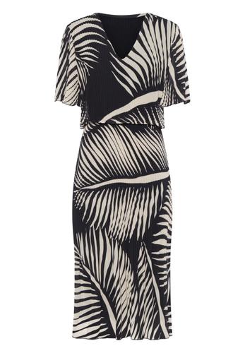 Kleid COOL SUMMER mit Plissee-Struktur 44 - Ecru/ink