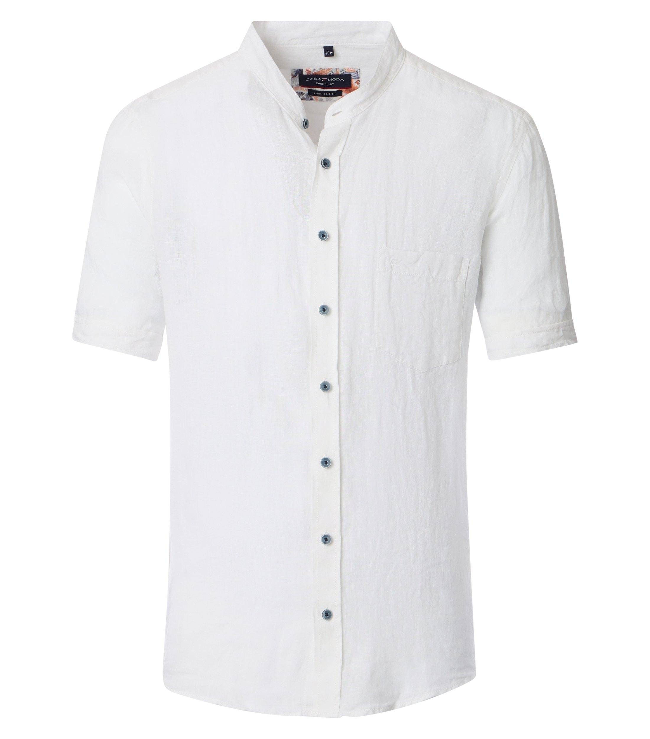 Leinenhemd XXL Casual Fit Short - Weiß