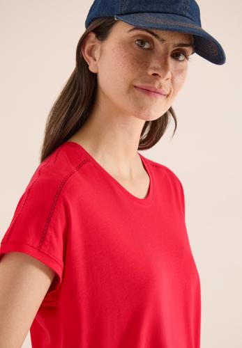 T-Shirt mit V-Neck und Spitzendetail