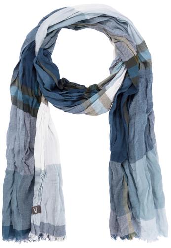 Karierter Schal aus reiner Baumwolle OS - Aqua Blue