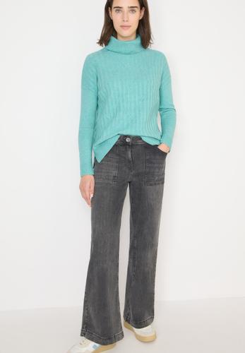 Struktur Rollkragenpullover L - Foam Blue Melange